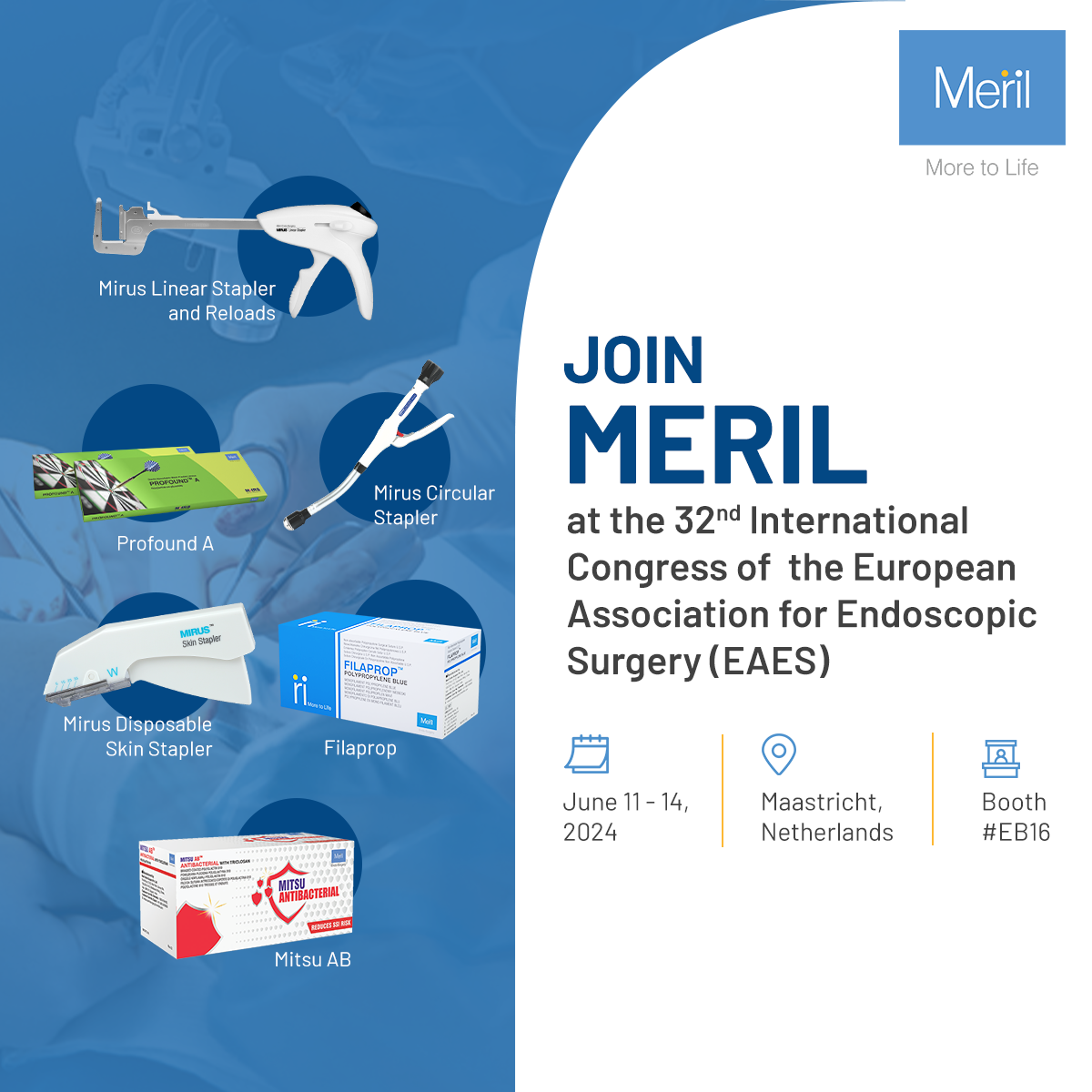 Meet Meril at the 32nd International Congress of the European Association for Endoscopic Surgery (EAES)